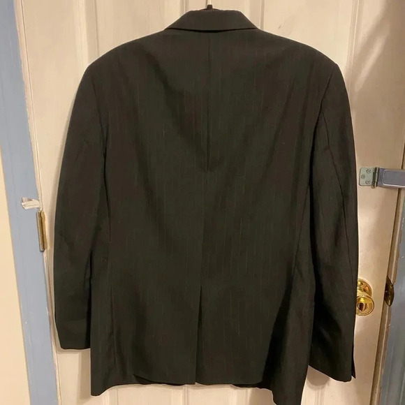 Barrington Black Blue Striped Wool Blend 2 Button Blazer Suit Men's 40R pockets - Picture 7 of 7